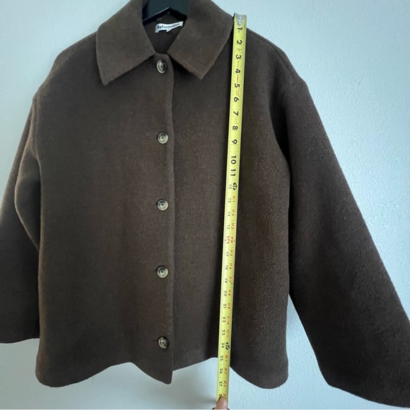 Reformation Rocky Brown Button Front Oversized Shirt Jacket in Nutella Size S - Picture 4 of 7